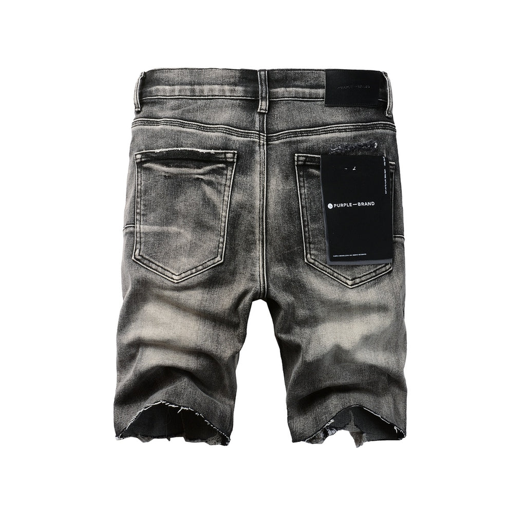 Black and Gray Distressed Shorts
