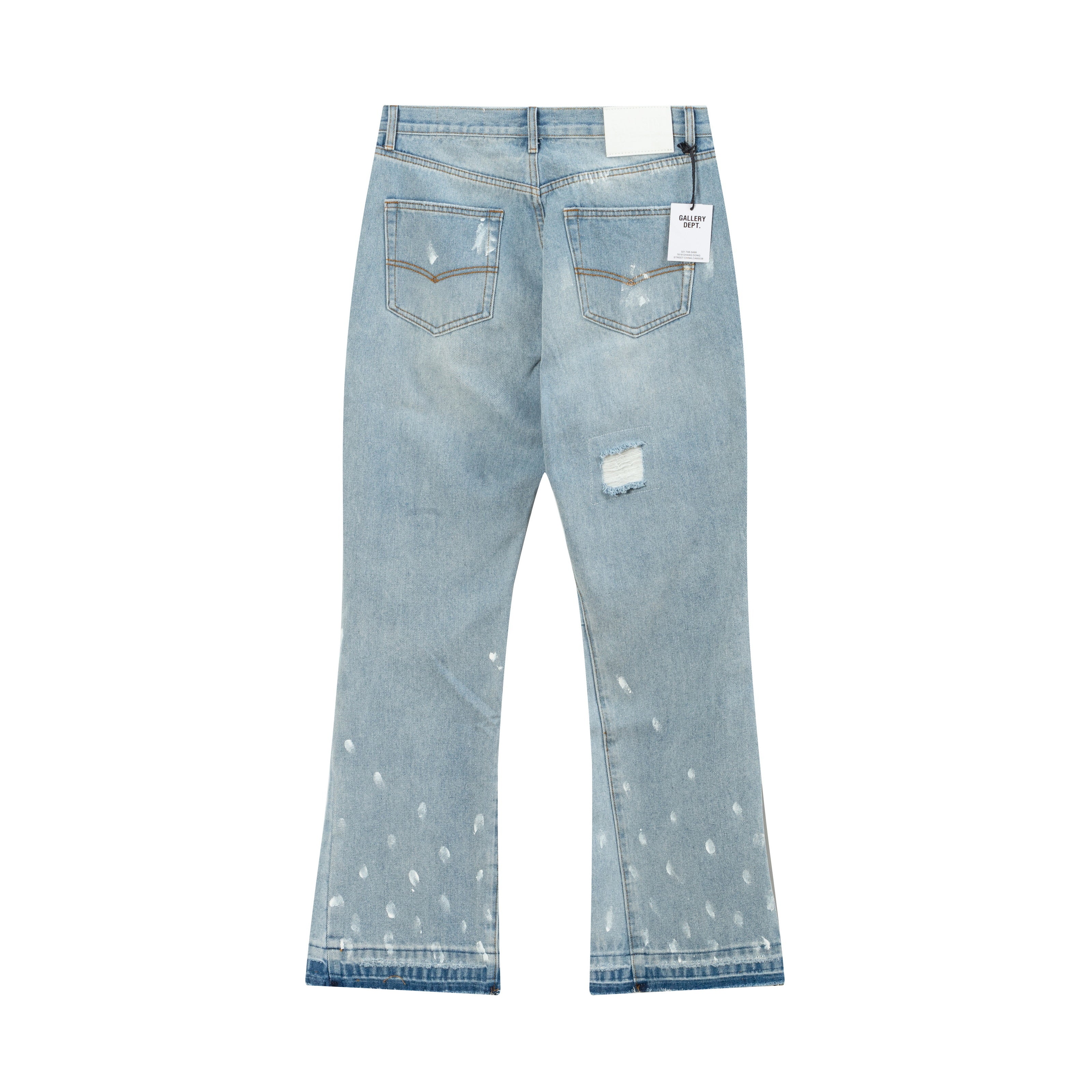 Blue Denim Distressed Flared Jeans