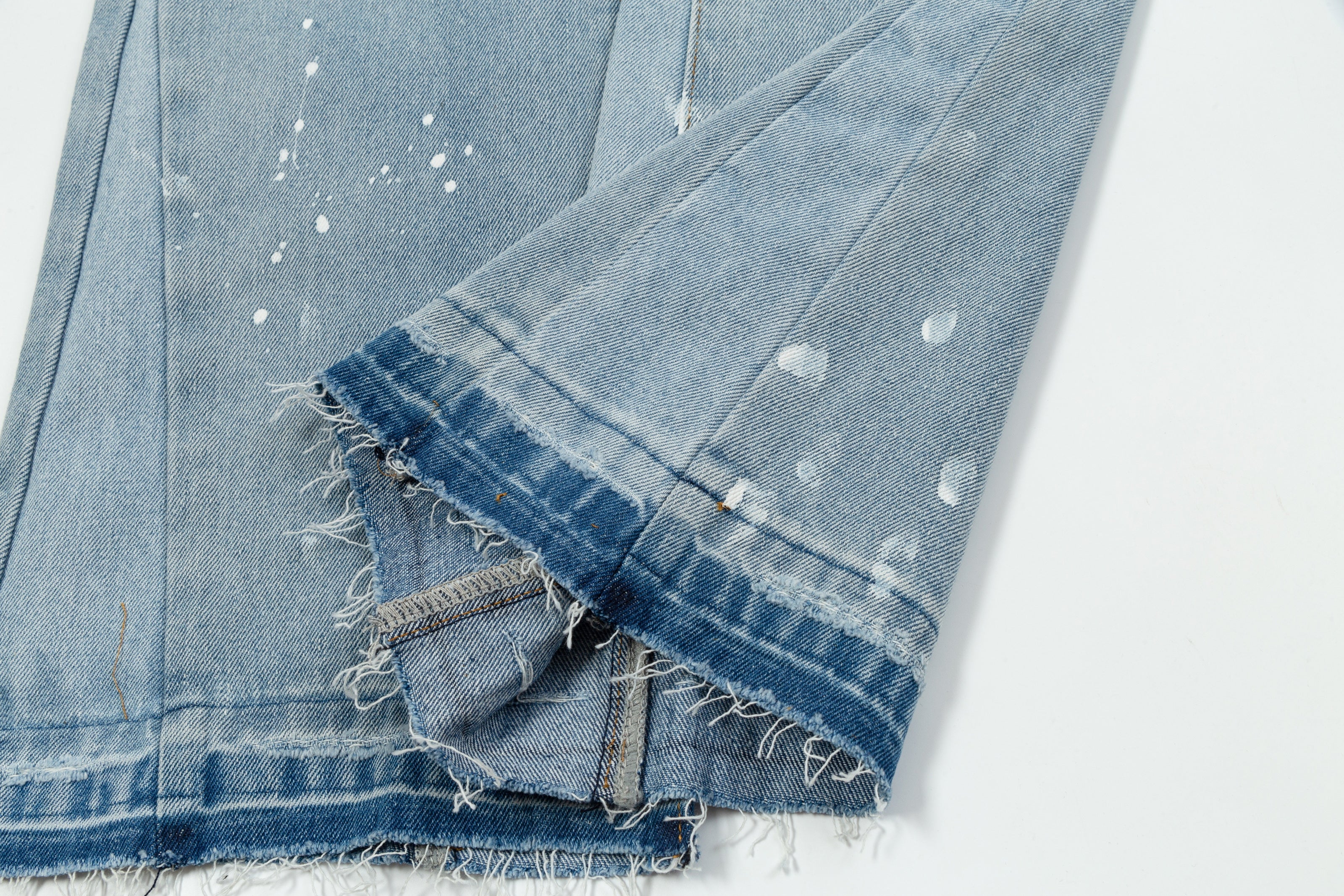 Blue Denim Distressed Flared Jeans
