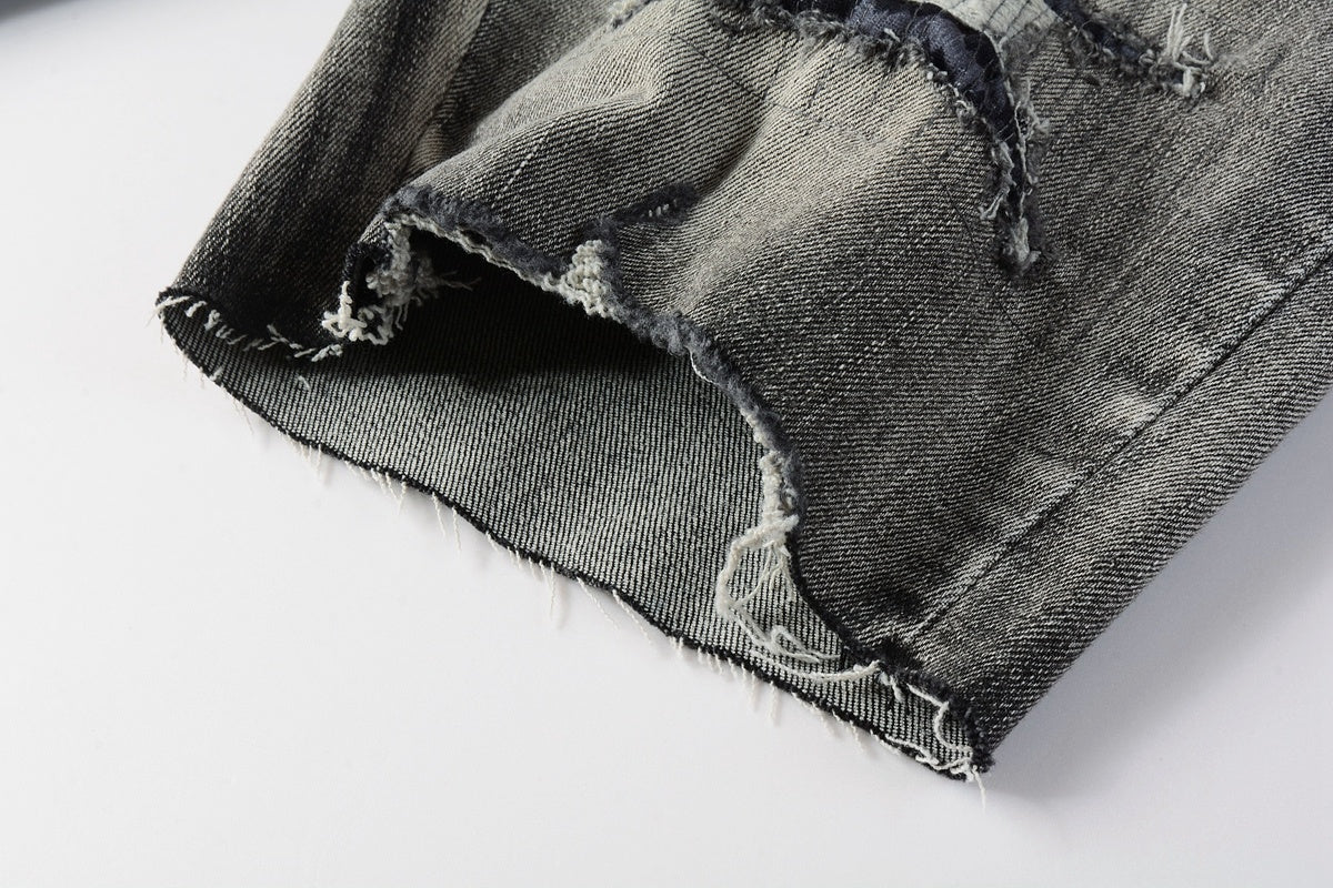 Black and Gray Distressed Shorts