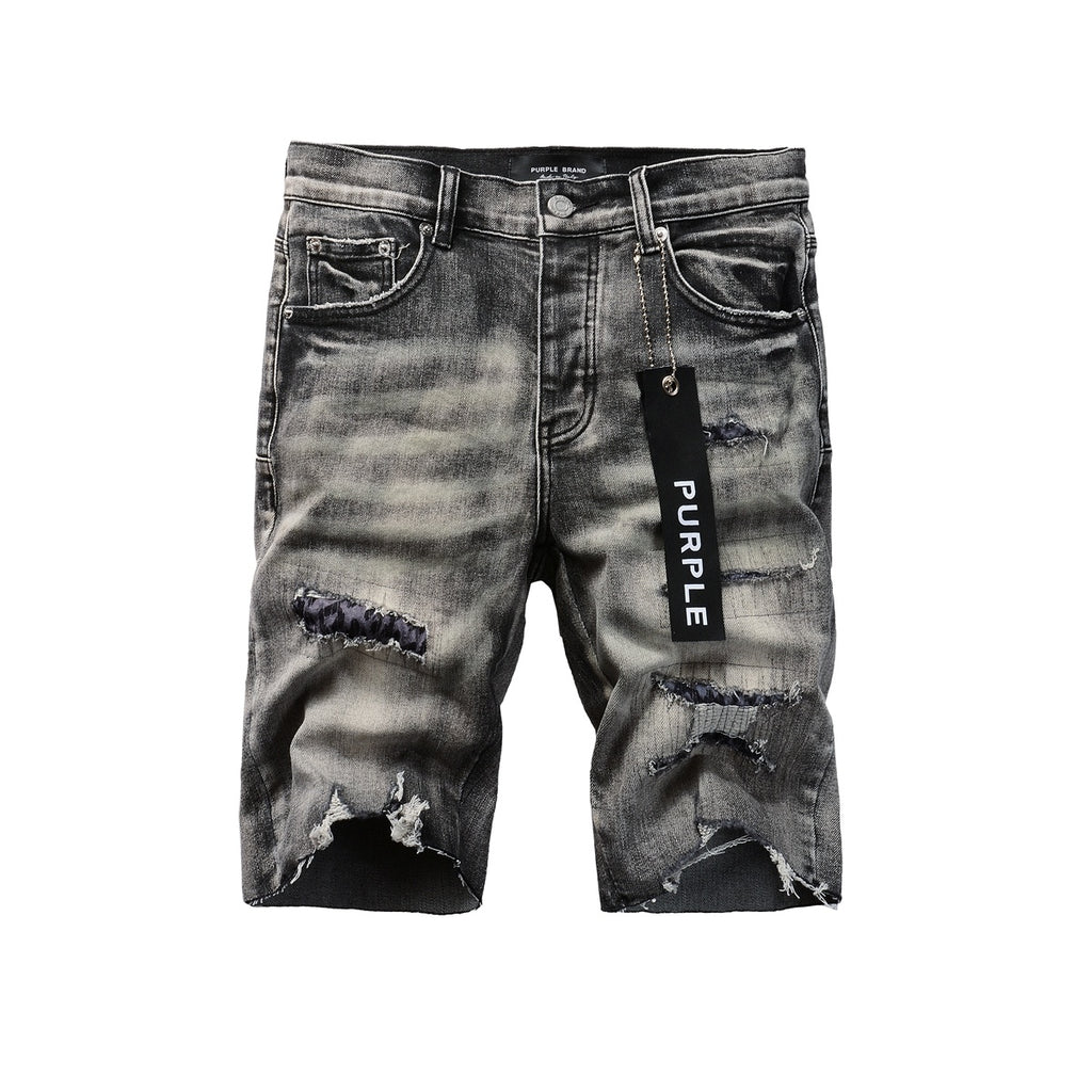 Black and Gray Distressed Shorts