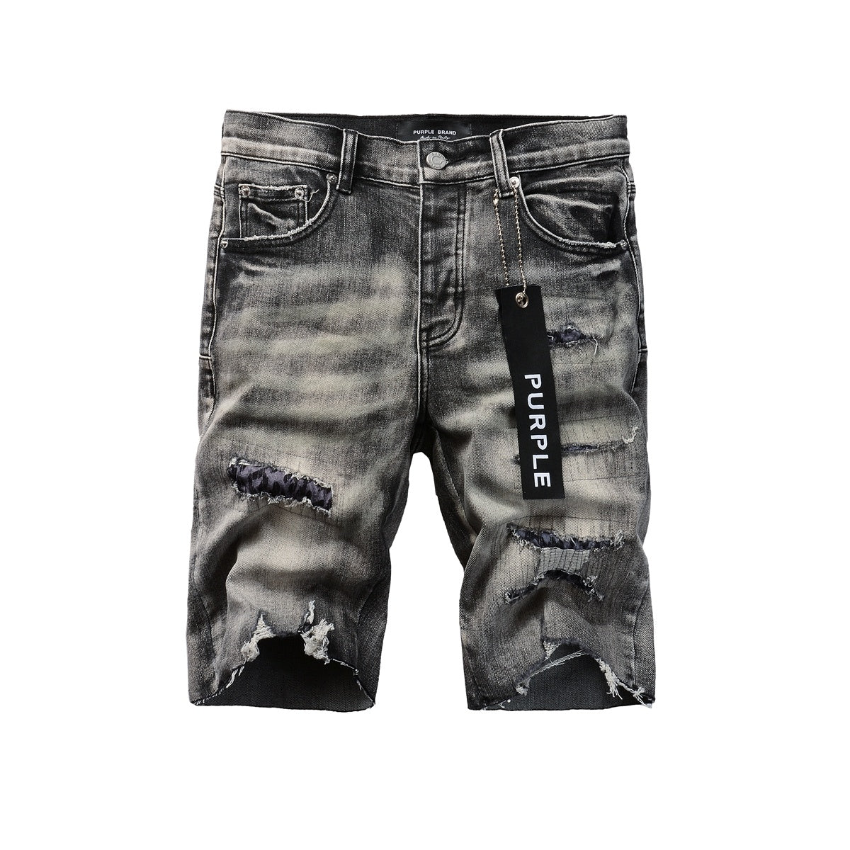 Black and Gray Distressed Shorts