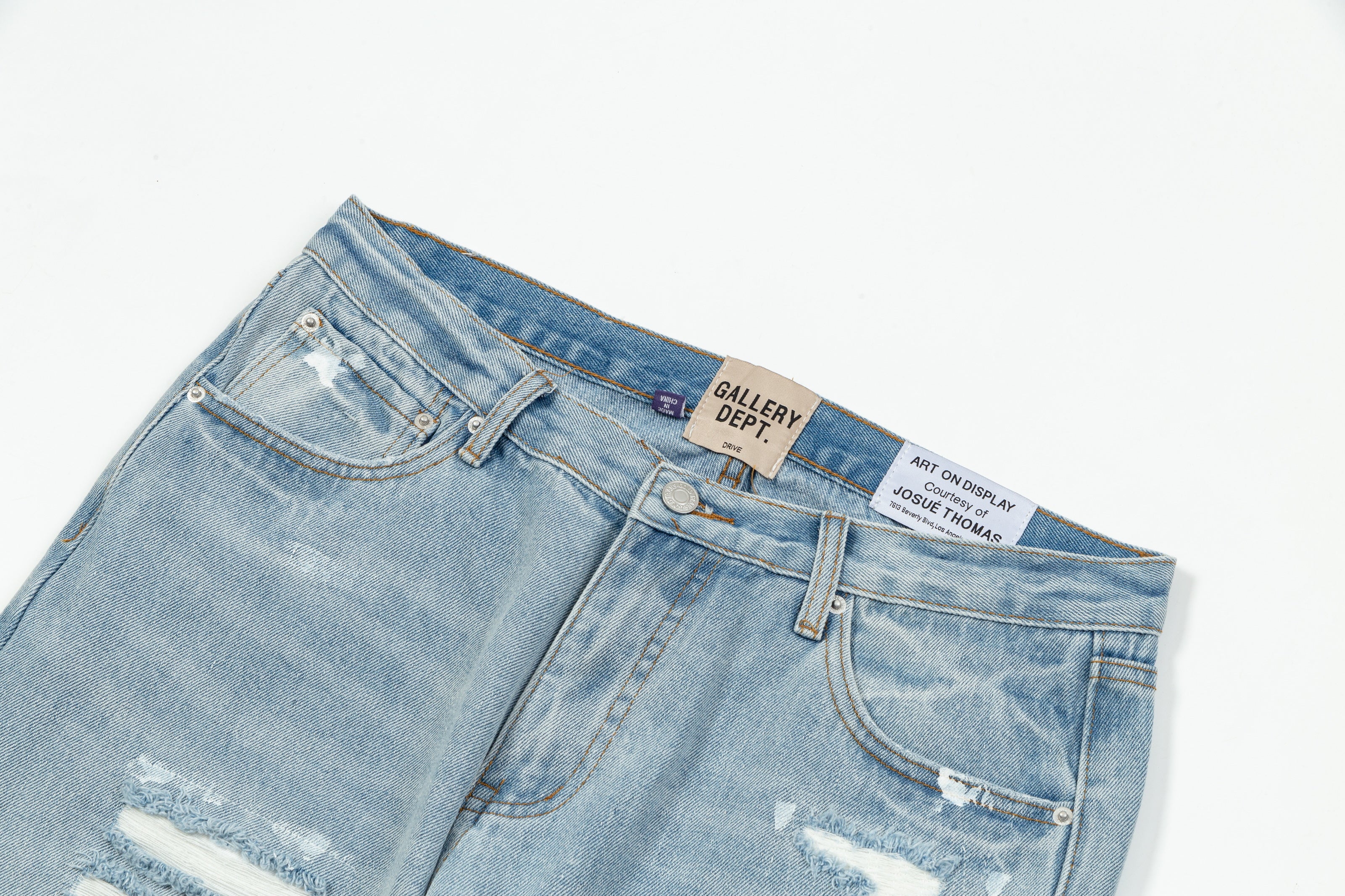 Blue Denim Distressed Flared Jeans