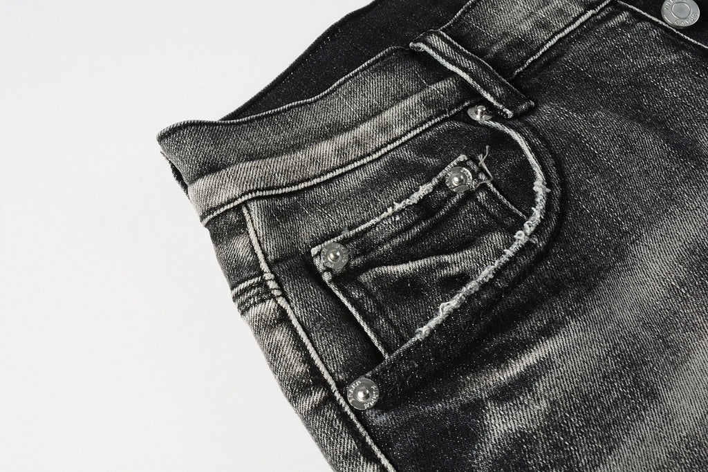 Black and Gray Distressed Shorts
