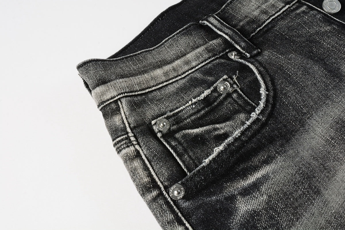 Black and Gray Distressed Shorts