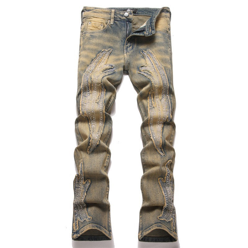 Stacked Wing Print Jeans
