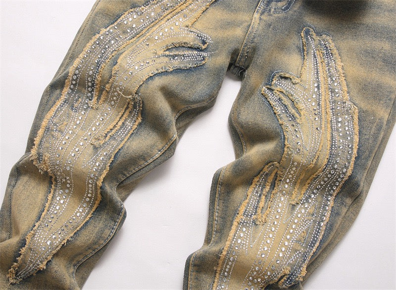 Stacked Wing Print Jeans